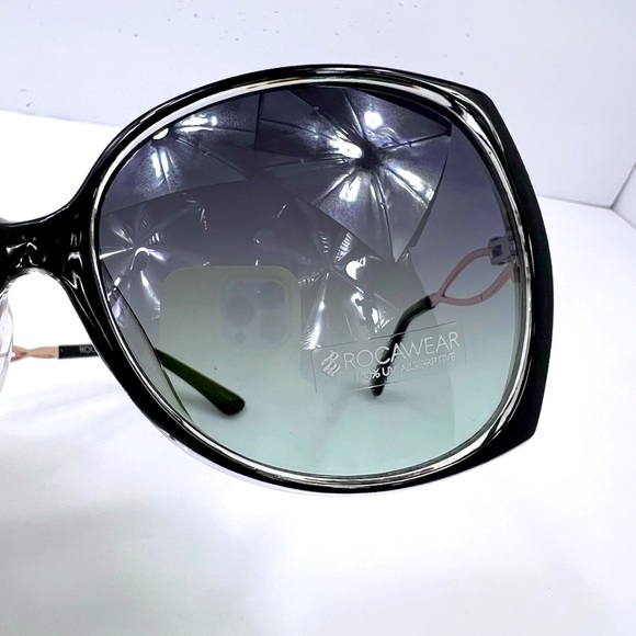 ROCAWEAR BLACK & CLEAR FRAME WITH THE SIDES GOLD SUNGLASSES, 100% UV PROTECTION - Picture 5 of 13